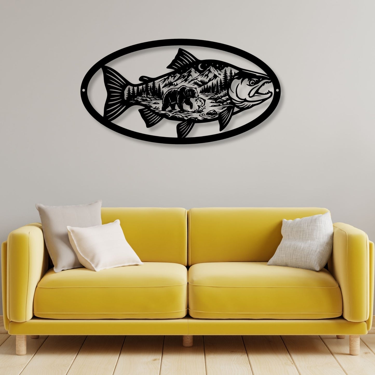 Fishing Cabin Metal Wall Art, Lake House Decor, Custom Fisherman Gift, Rustic Cabin Name Sign, Metal Fish Sign, Lodge Wall Decor, Outdoor Art