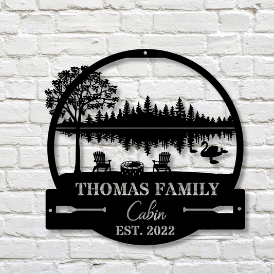 Customized Lakehouse Cabin Metal Sign, Cabin Metal Sign Decor, Christmas Gift, Established Sign, Wall Hanging for LakeHouse, Family Name Sign