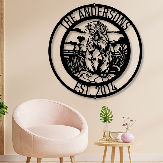 Custom Beaver Metal Wall Sign, Personalized Wall Art, Rustic Beaver Decor, Wildlife Metal Artwork, Unique Gift for Nature Lovers