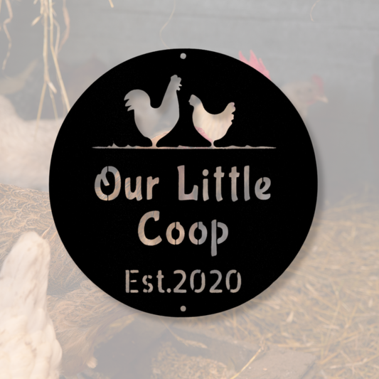 Chicken Coop Metal Steel Sign, Chicken Wall Art, Hen House Sign, Chicken Coop Decor, Est. Custom Chicken Sign, Chicken  Farmhouse Sign