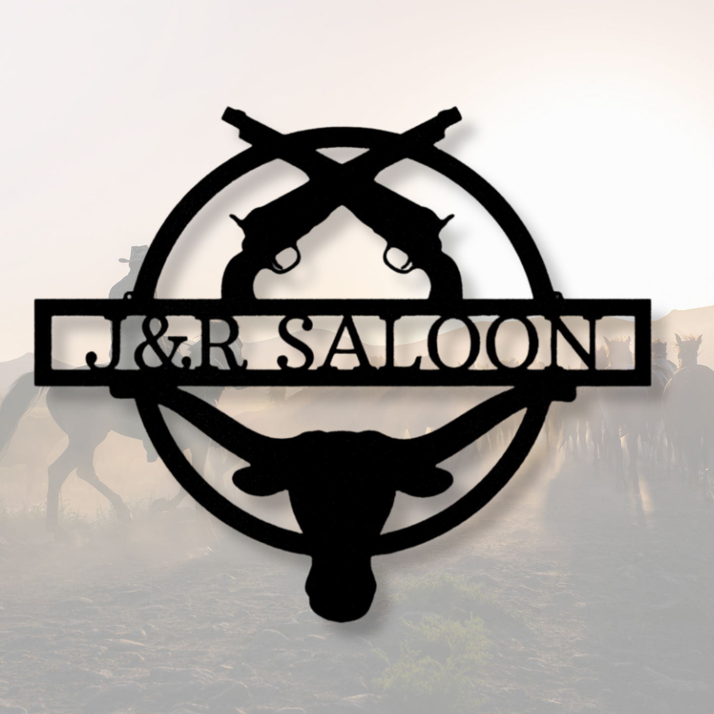 Saloon Monogram, Personalized  Farm Metal Steel Sign, Outdoor Sign, Family Name Sign, Custom Ranch Sign, Farmhouse Sign, Horse Ranch Sign