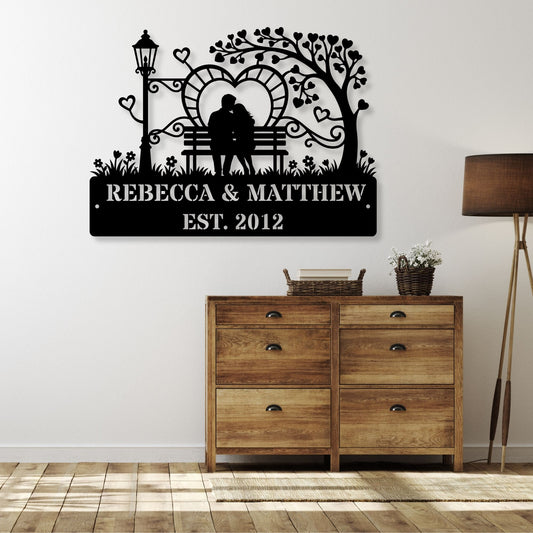 Custom couples established metal sign, personalized anniversary gift, wedding gift, metal wall art, custom home decor sign, rustic decor