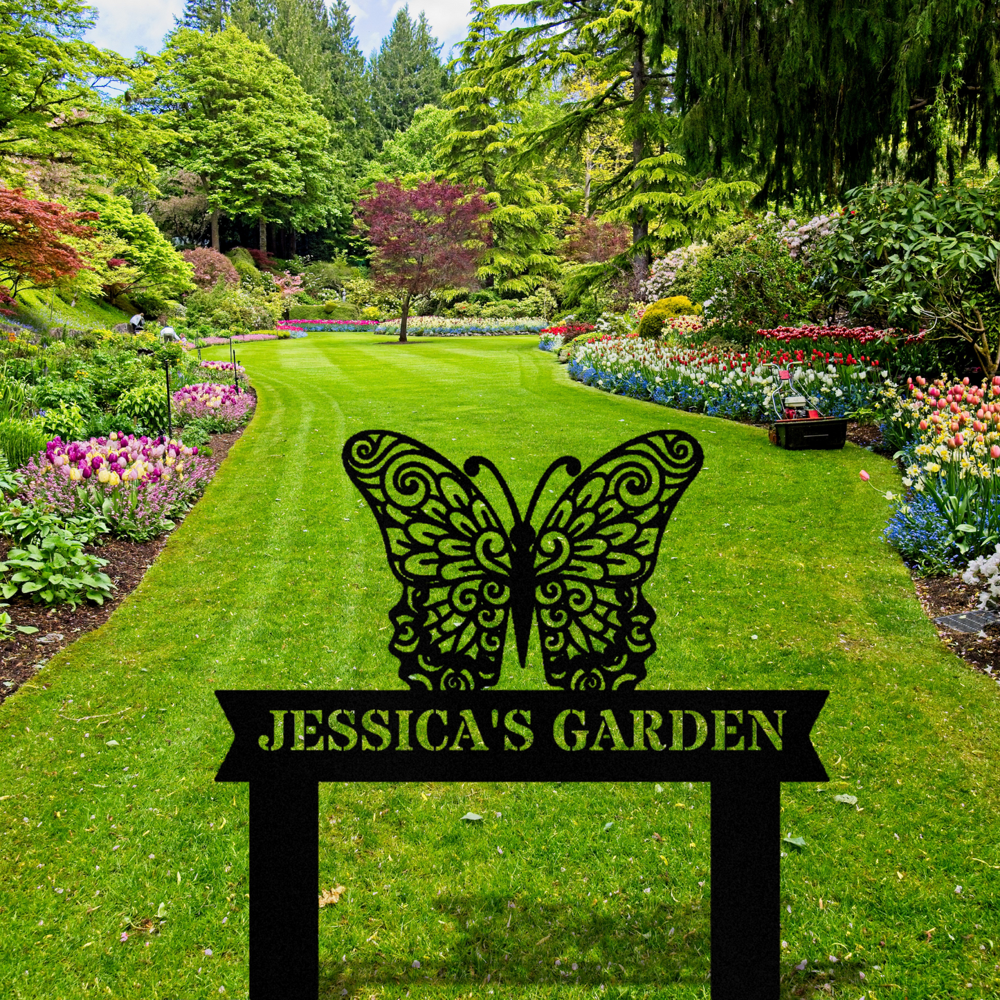 Personalized Butterfly Garden Metal Stake Sign, Garden Decor Sign, Garden Lover Gift, Gift for Her, Mother's Day Gift