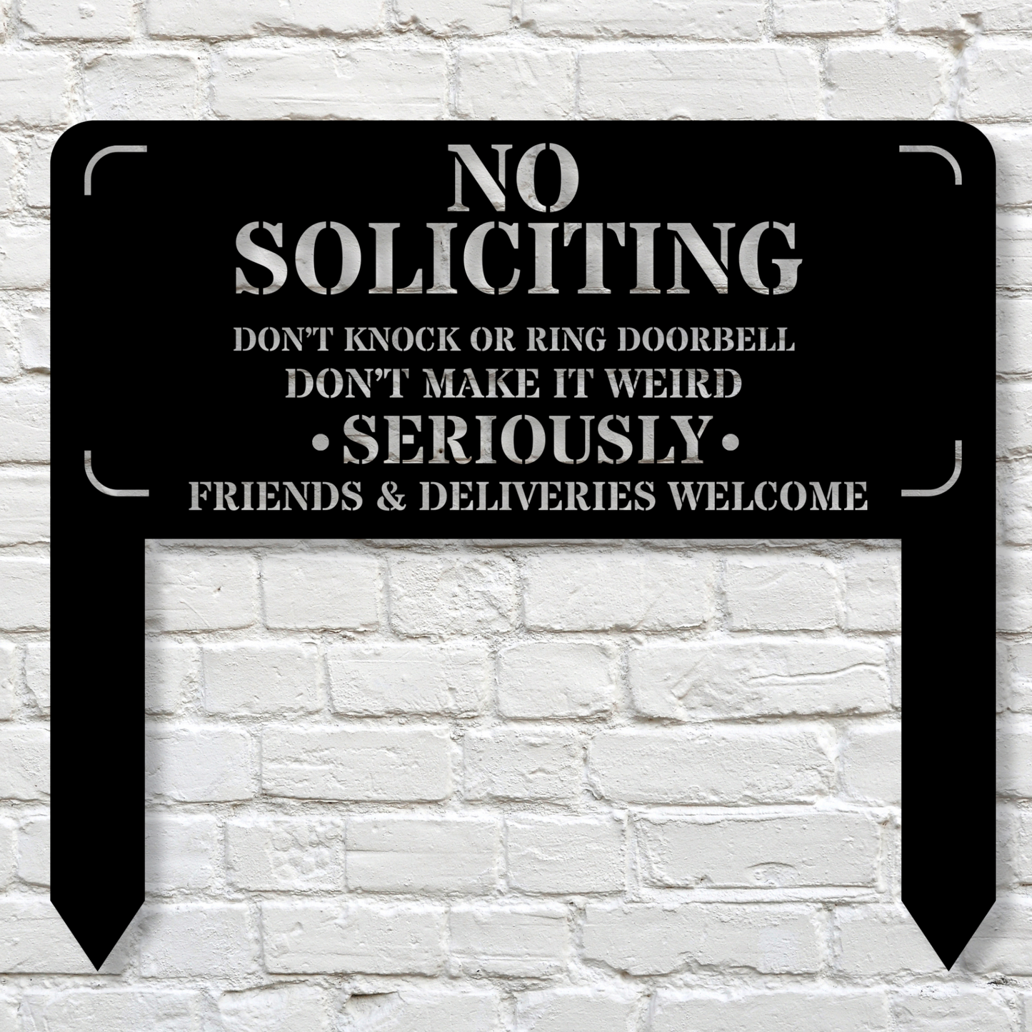 No Soliciting Metal Sign, Outdoor Warning Sign, Home Security Yard Decor, Durable & Weatherproof Sign, Privacy Protection Metal Sign