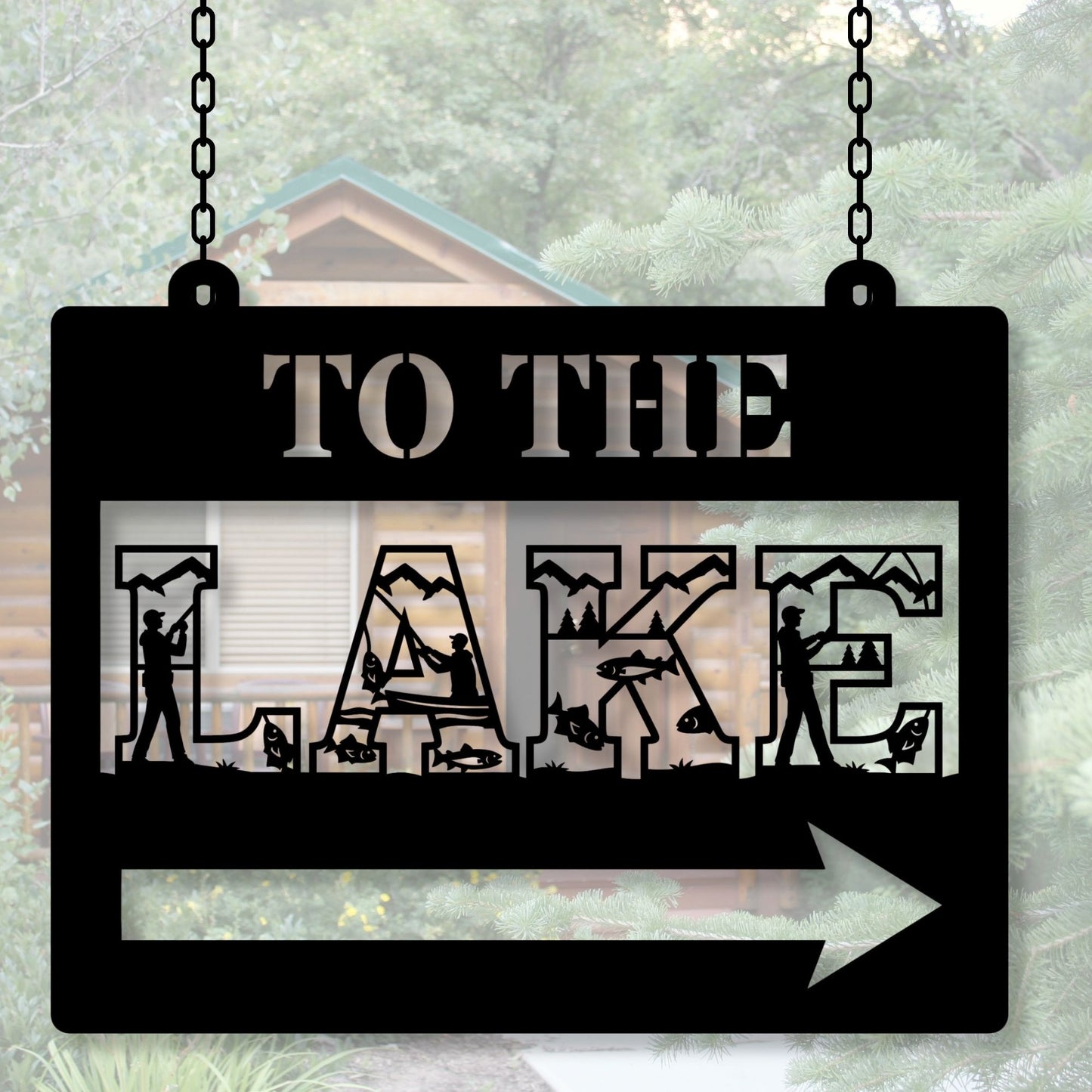 To the lake metal sign, lake house sign, cabin decor, rustic lake sign, lake life wall art, vintage metal sign, cottage decor gift