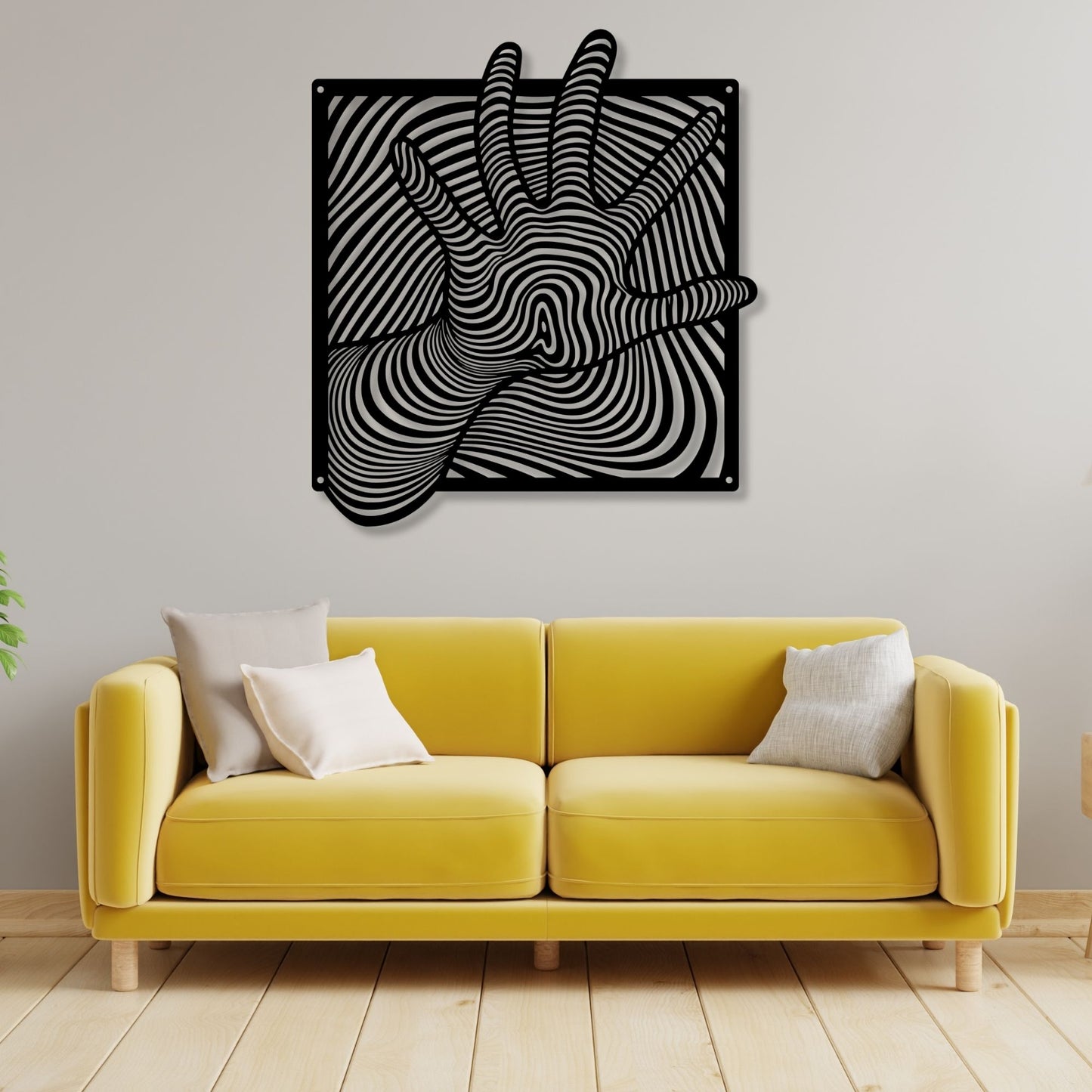 Hand illusion metal wall art, 3D optical illusion decor, modern metal wall hanging, unique home decor, contemporary wall sculpture
