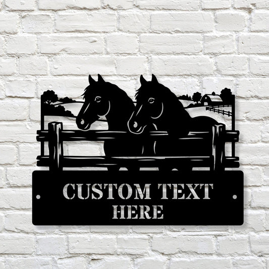 Custom Horse Ranch Metal Sign, Personalized Farm Sign, Equestrian Decor, Rustic Stable Sign, Horse Barn Decor, Western Home Gift