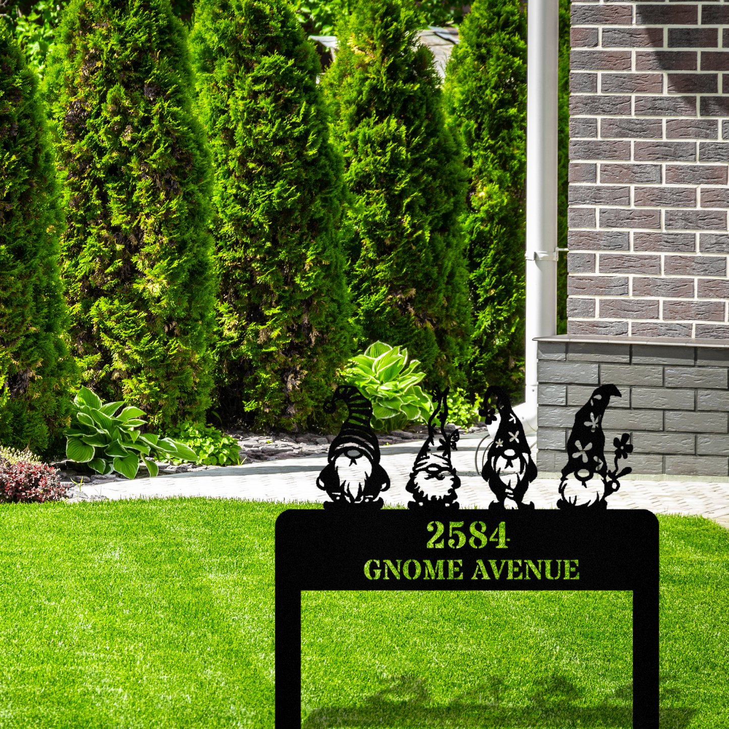 Customized Gnome Address Metal Stake, House Number Sign, House Address Plaque, Wedding Gift, Address Signage, Gnome Outdoor Decor