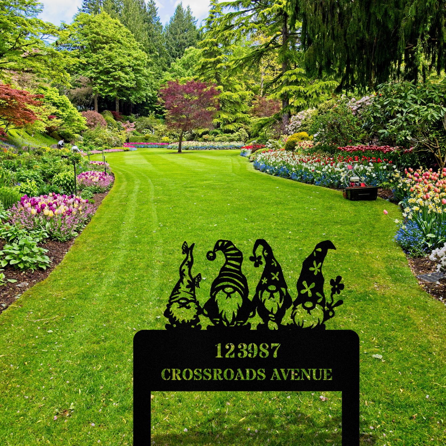 Personalized Gnome Address Metal Stake, House Number Sign, House Address Plaque, Wedding Gift, Address Signage, Gnome Outdoor Decor