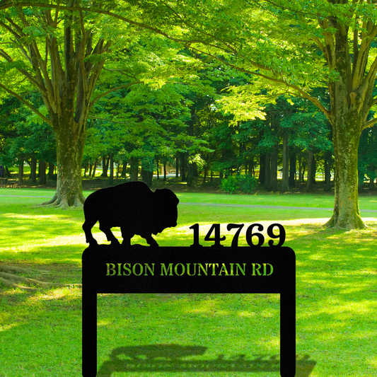 Customized Bison Address Stake, Metal Address Sign, Horizontal Address Plaque, Address Signage, Metal Address Plaque, Housewarming Gift