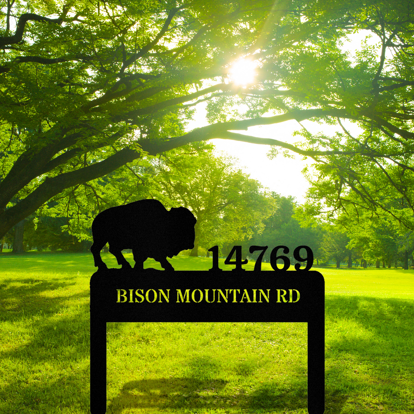 Customized Bison Address Stake, Metal Address Sign, Horizontal Address Plaque, Address Signage, Metal Address Plaque, Housewarming Gift
