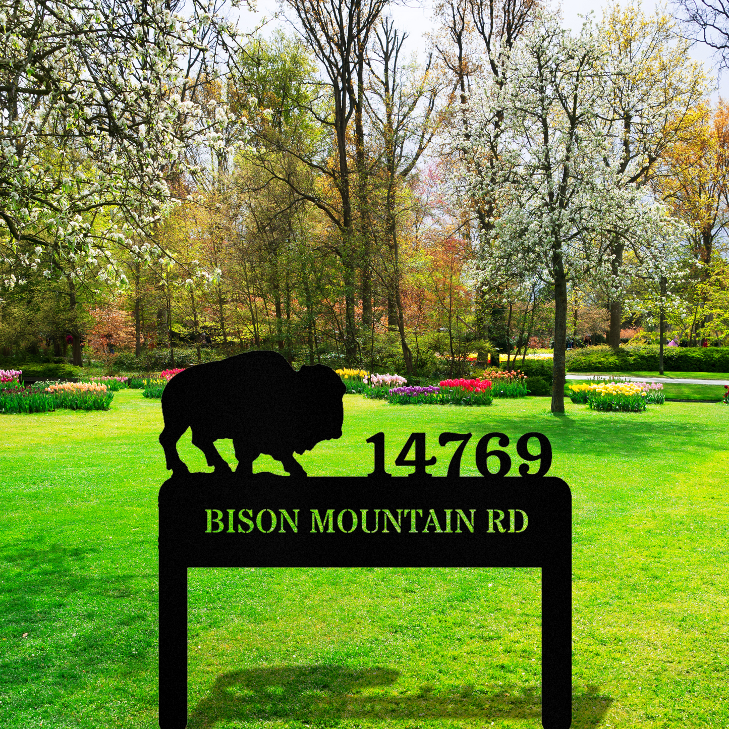 Customized Bison Address Stake, Metal Address Sign, Horizontal Address Plaque, Address Signage, Metal Address Plaque, Housewarming Gift