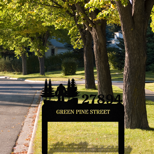 Address Sign Bigfoot Metal Sign, Metal House Number, Personalized Sign, Bigfoot Address Sign, Address Stake, Outside Home Address Sign