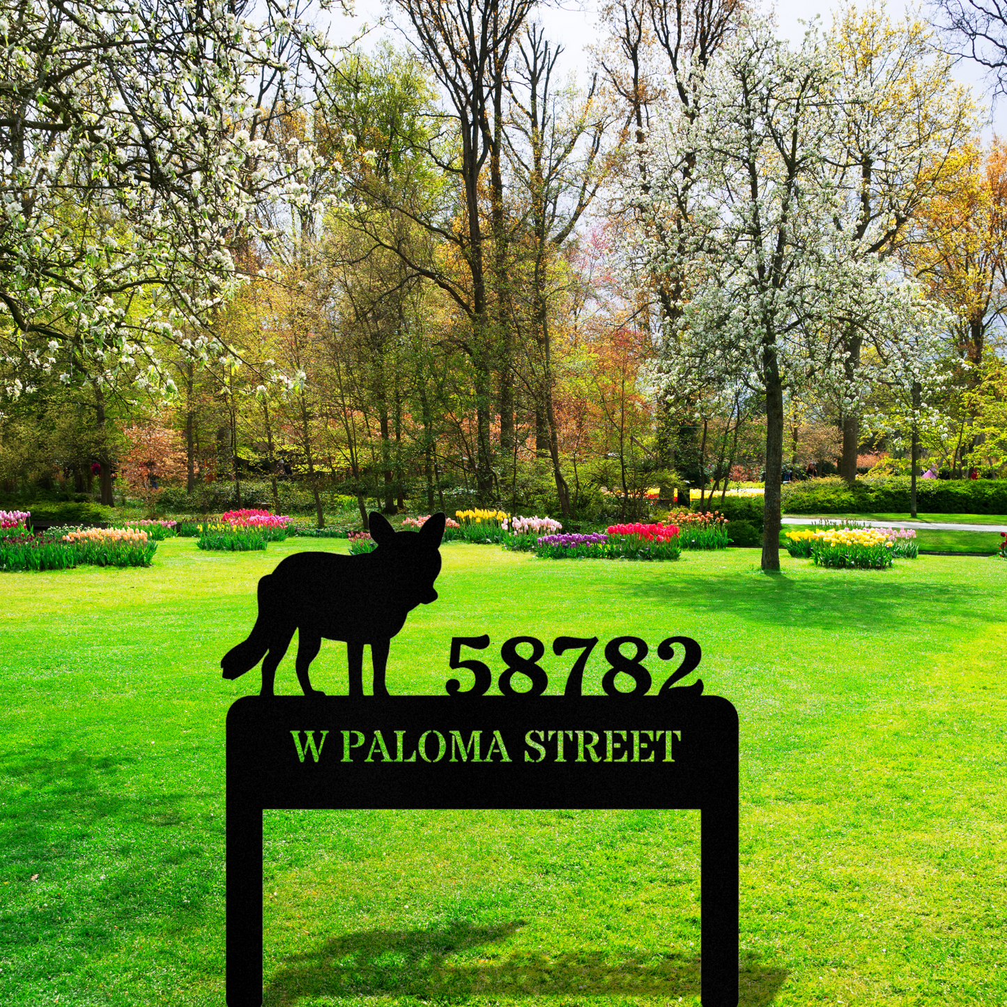 Customized Metal Address Stake, Fox Address Stake Horizontal Address Sign, Address Signage, House Address, Metal House Number Stake