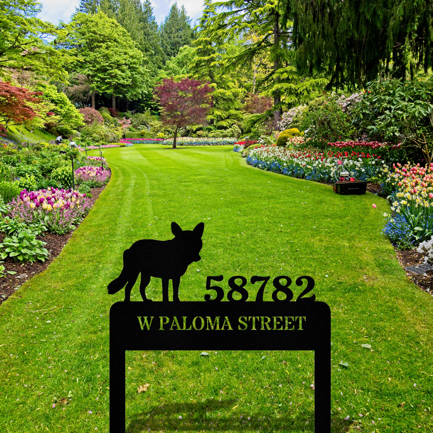 Customized Metal Address Stake, Fox Address Stake Horizontal Address Sign, Address Signage, House Address, Metal House Number Stake