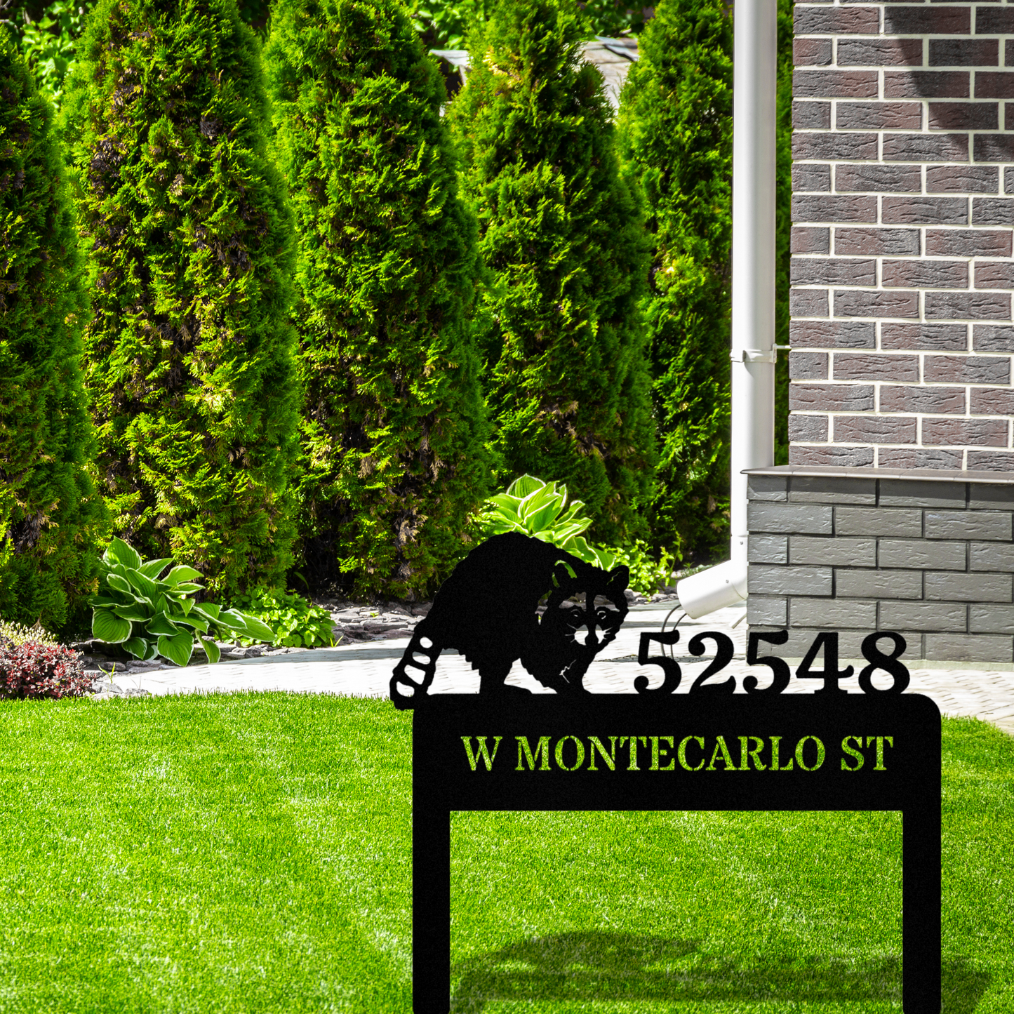 Raccoon Metal Address Stake, Customized Horizontal Address Sign, Personalized Address Signage, House Address, Metal House Number Stake