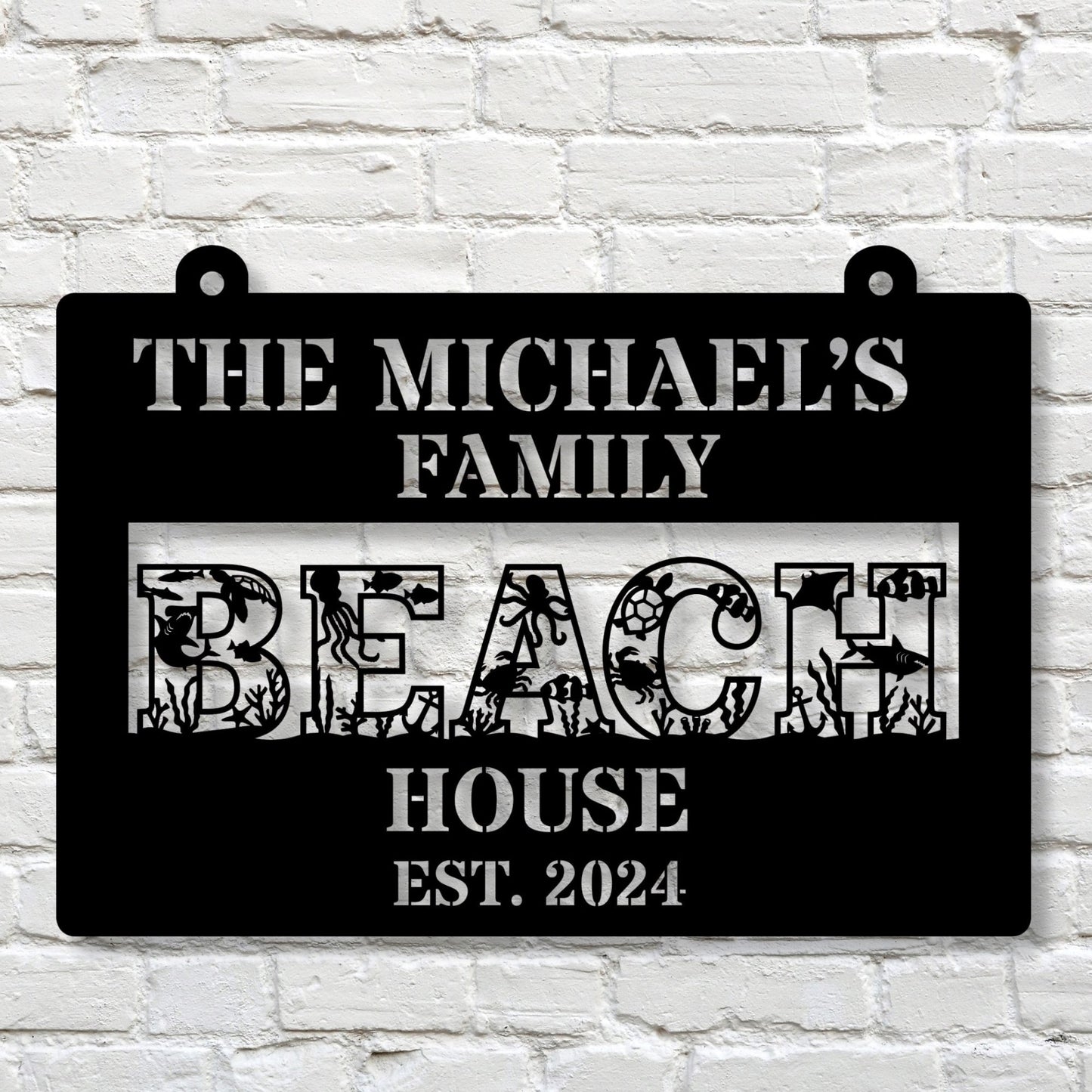 Personalized Beach House Metal Sign, Custom Beach House sign, Beach Themed Gift for Home