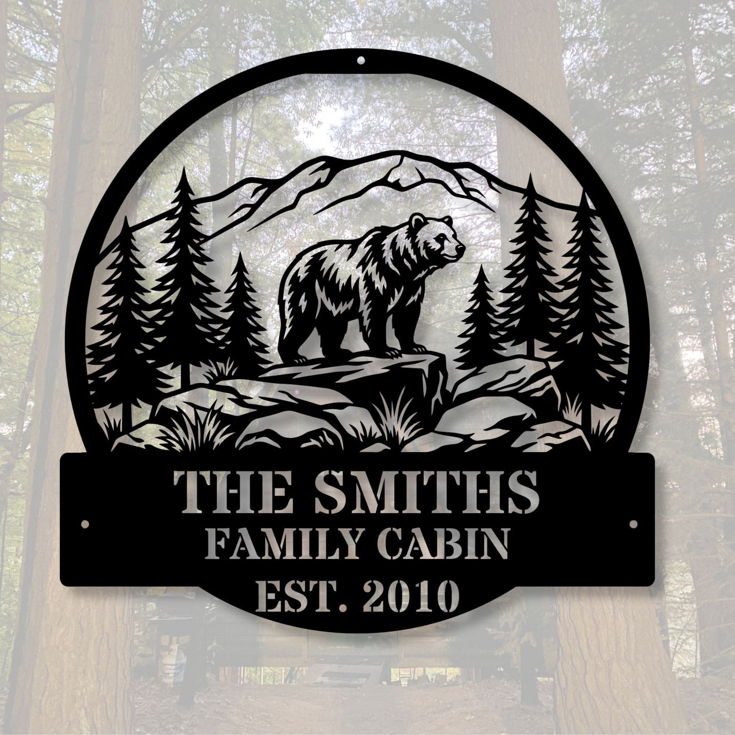Personalized Mountain Cabin Decor Sign, Custom Cabin Sign, Rustic Lodge Decor, Mountain Home Gift, Cabin Wall Art, Wood Sign