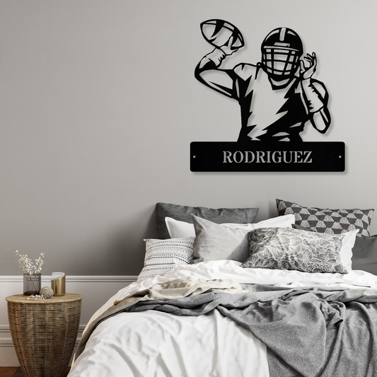 Football Wall Metal Sign, Last Name Metal Wall Sign, Football Lover Birthday Gift, Bedroom Wall Metal Art Decor,