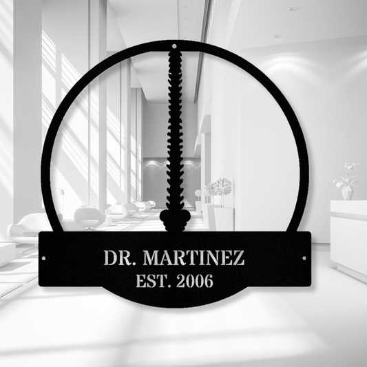 Customized Chiropractor Metal Sign, Chiropractic Metal Wall Sign, Dr. Office Wall Art Gift, Last Name Est Metal Plaque, Personalized Gift