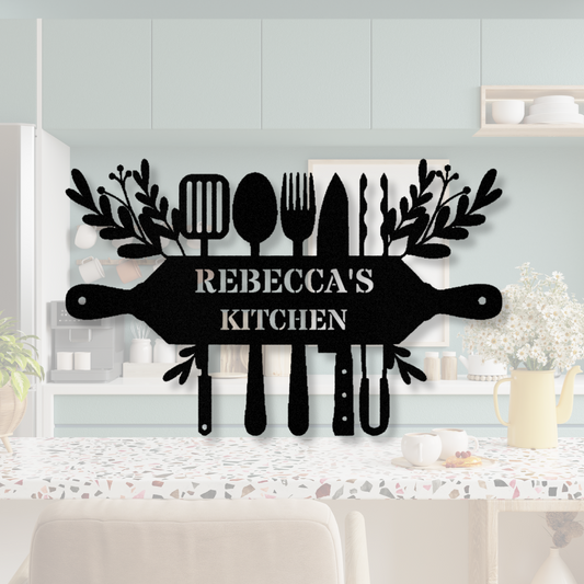 Personalized  Kitchen Metal Sign, Kitchen Wall Decor, Grandma's Mother's Day Gift, Kitchen Name Metal Art, Wall Hanging Art, Kitchen Entrance Sign