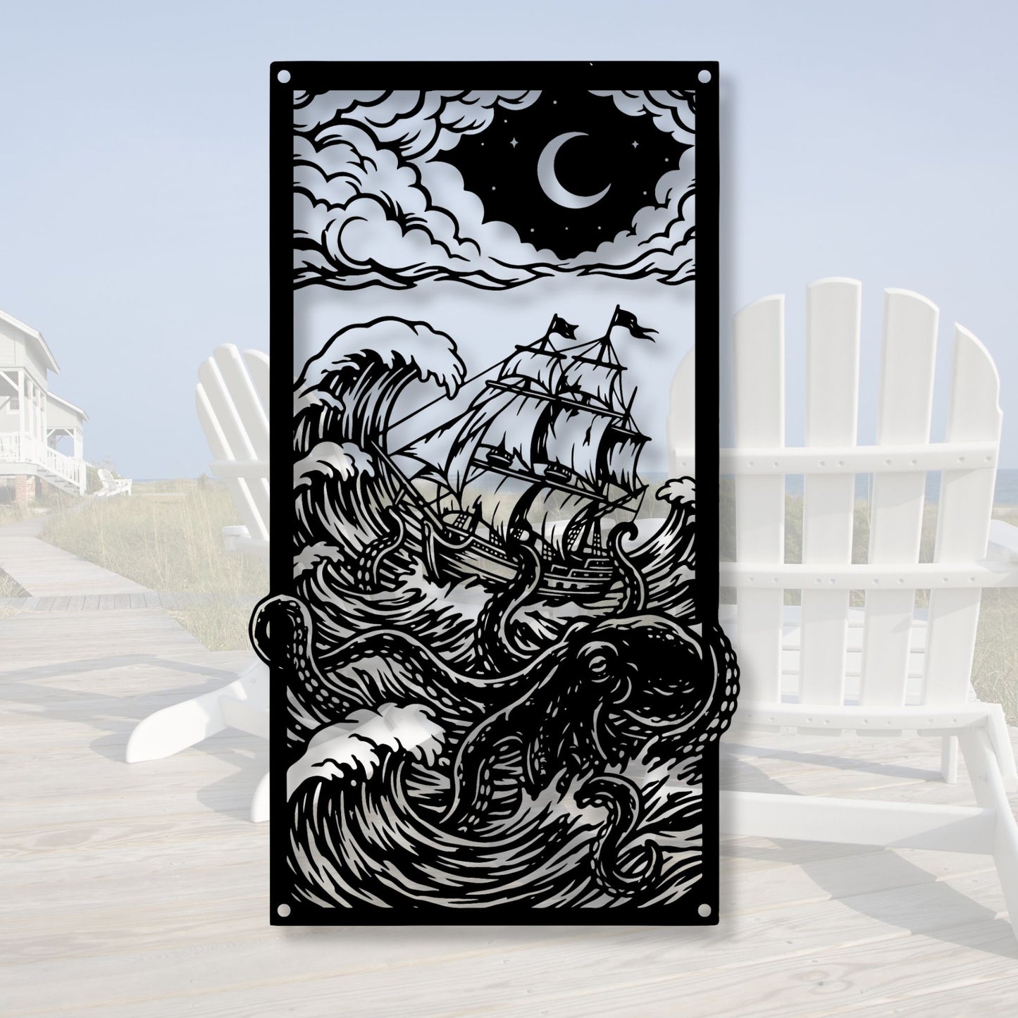 Kraken Metal Wall Art, Kraken Decor, Octopus Wall Art, Sea Creature Metal Art, Ocean Nautical Decor, Mythical Sea Monster Wall Hanging