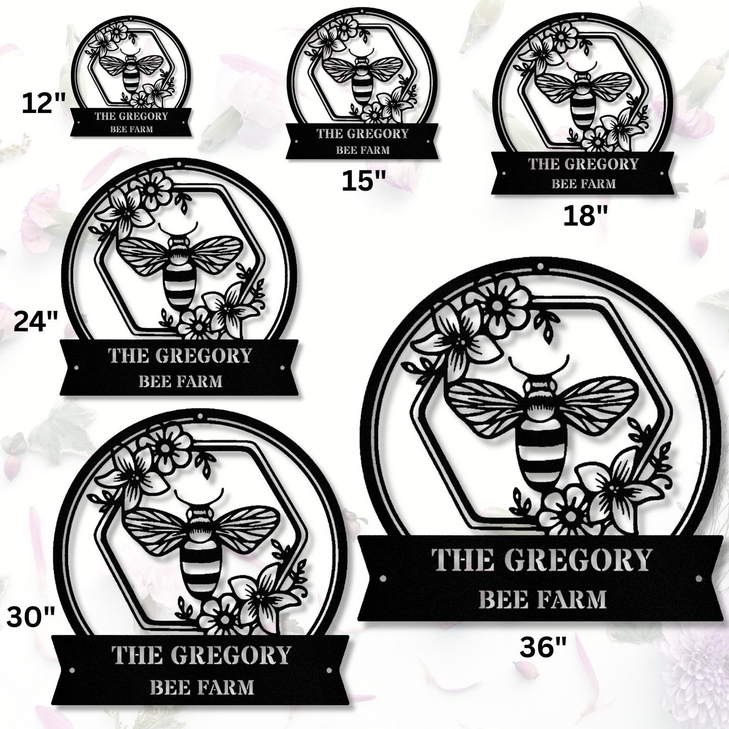 Personalized Bee Metal Sign, Bee Farm Metal sign, Bee Flowers Wall Decor, Garden Metal Sign, Yard Decor, Custom Metal Sign, Floral Metal Sign