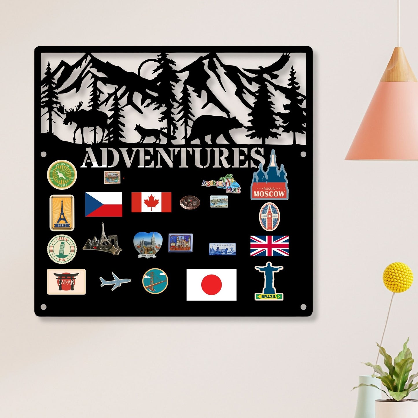 Rustic Metal Adventure Board | Magnetic Travel Tracker Sign | Couples Vacation Goal Map | Outdoor Tracker Wall Art | Moving Tracker Gift