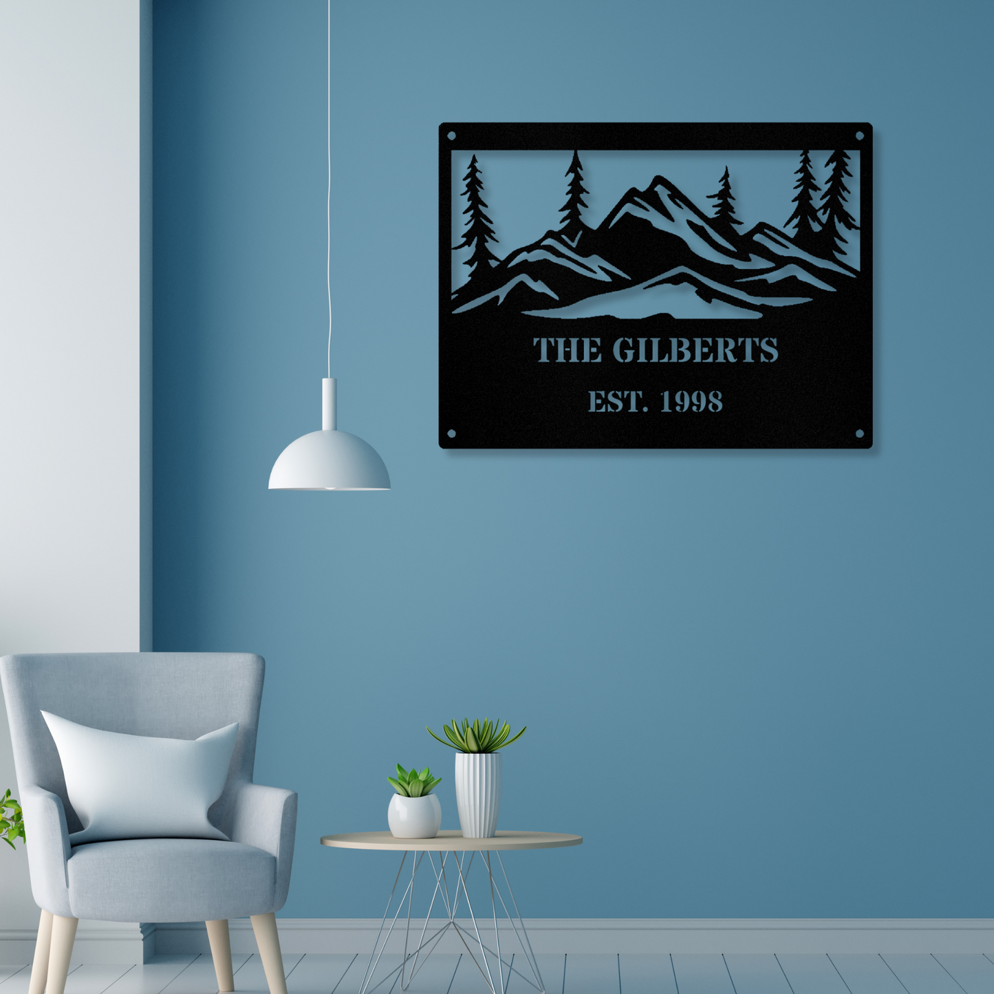 Personalized Cabin Metal Sign, Custom Last Name Metal Sign, Large Wall Metal Sign, Mountain Wall Decor, Wilderness Metal Sign