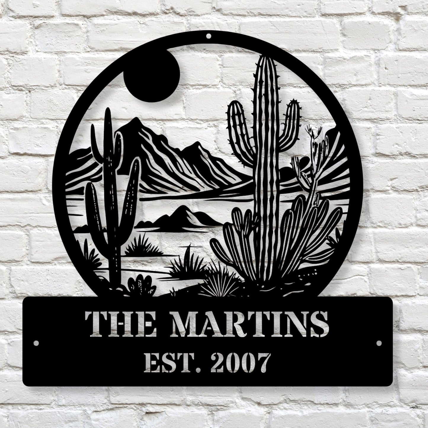 Personalized Desert Metal Art, Custom Cactus Wall Decor, Southwest Metal Sign, Western Wall Art, Desert Home Decor, Rustic Metal Art