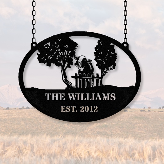 Personalized Farm Metal Sign, Cattle Ranch Metal Sign, Farm Name Metal Sign, Hanging Establshed or Entrance Sign, Farmhouse Metal Sign, Dad or Papa Farmer Gift