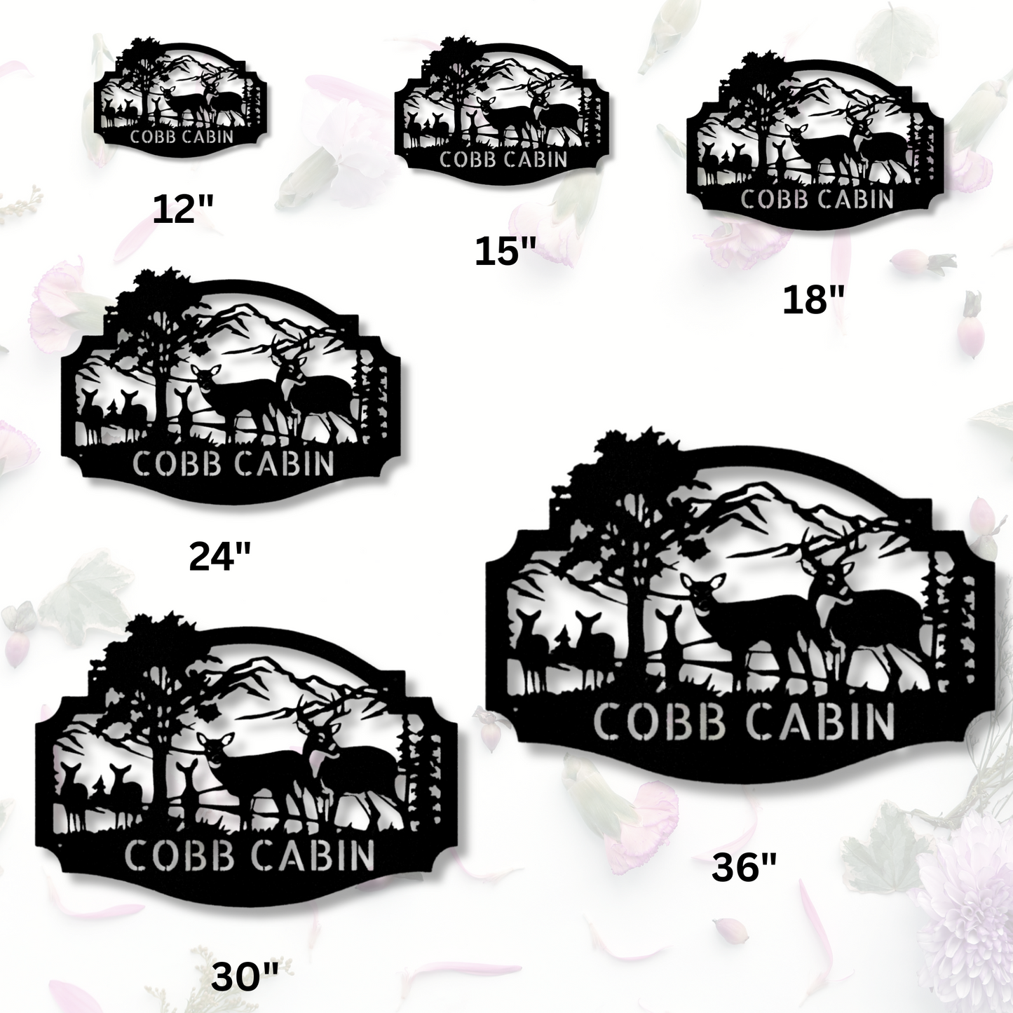 Personalized Deer Family Metal Art Sign, Custom Deer Metal Wall Decor, Cabin Wall Hanging, Indoor Metal Art Signs, Birthday Gift For Dad, Family Name Sign.