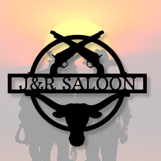 Saloon Monogram, Personalized  Farm Metal Steel Sign, Outdoor Sign, Family Name Sign, Custom Ranch Sign, Farmhouse Sign, Horse Ranch Sign