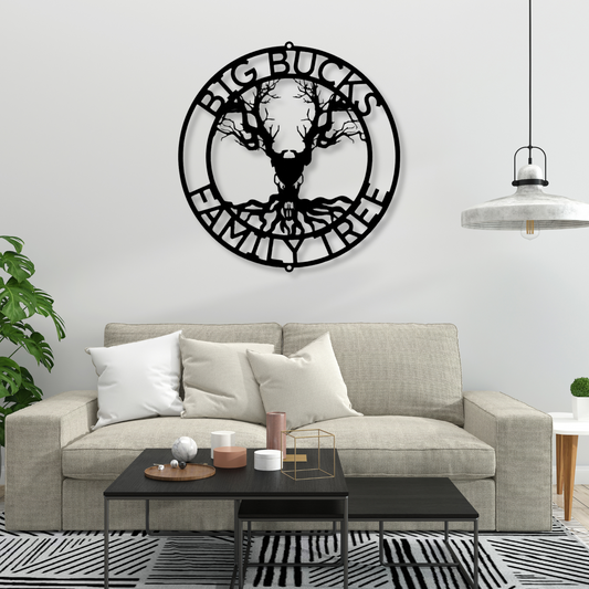 Deer Skull and Tree Metal Sign, Tree Metal Art, Tree of Life Art, Wall Decor, New Home Wall Art, Wedding Gift, Couples or Nature Art