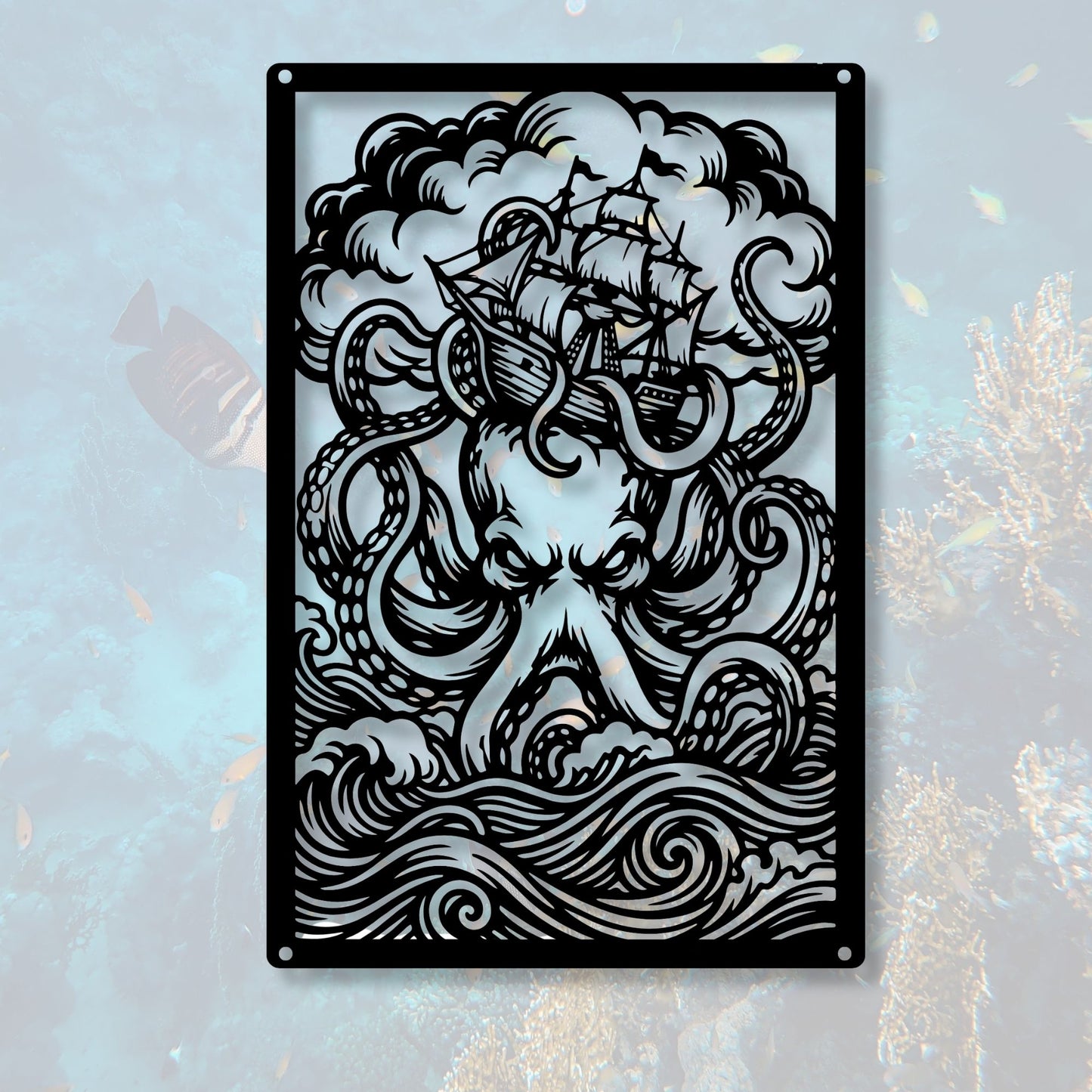 Kraken Wall Art, Octopus Print, Ocean Wall Decor, Nautical Art, Sea Creature Print, Marine Life Art, Coastal Home Decor