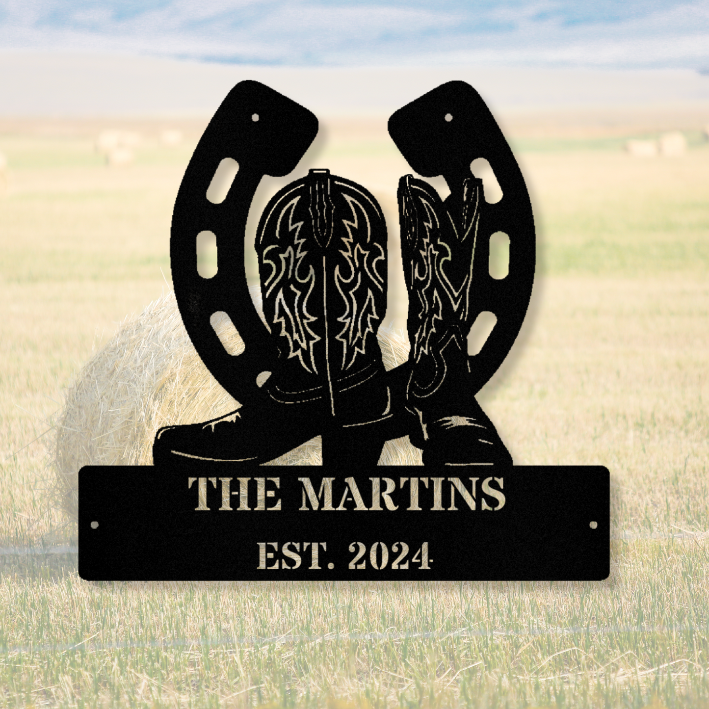 Custom Cowboy Boots Metal Sign, Established Metal Sign, Boots Wall Art Decor, Address Metal Wall Sign, Last Name Metal Sign, Wall Hanging