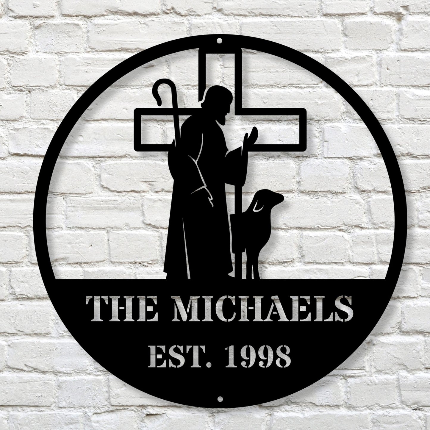 Personalized Christ Shepherd Metal Sign, Christian Wall Art, Religious Decor, Jesus Metal Sign, Faith Home Decor, Shepherd Wall Art