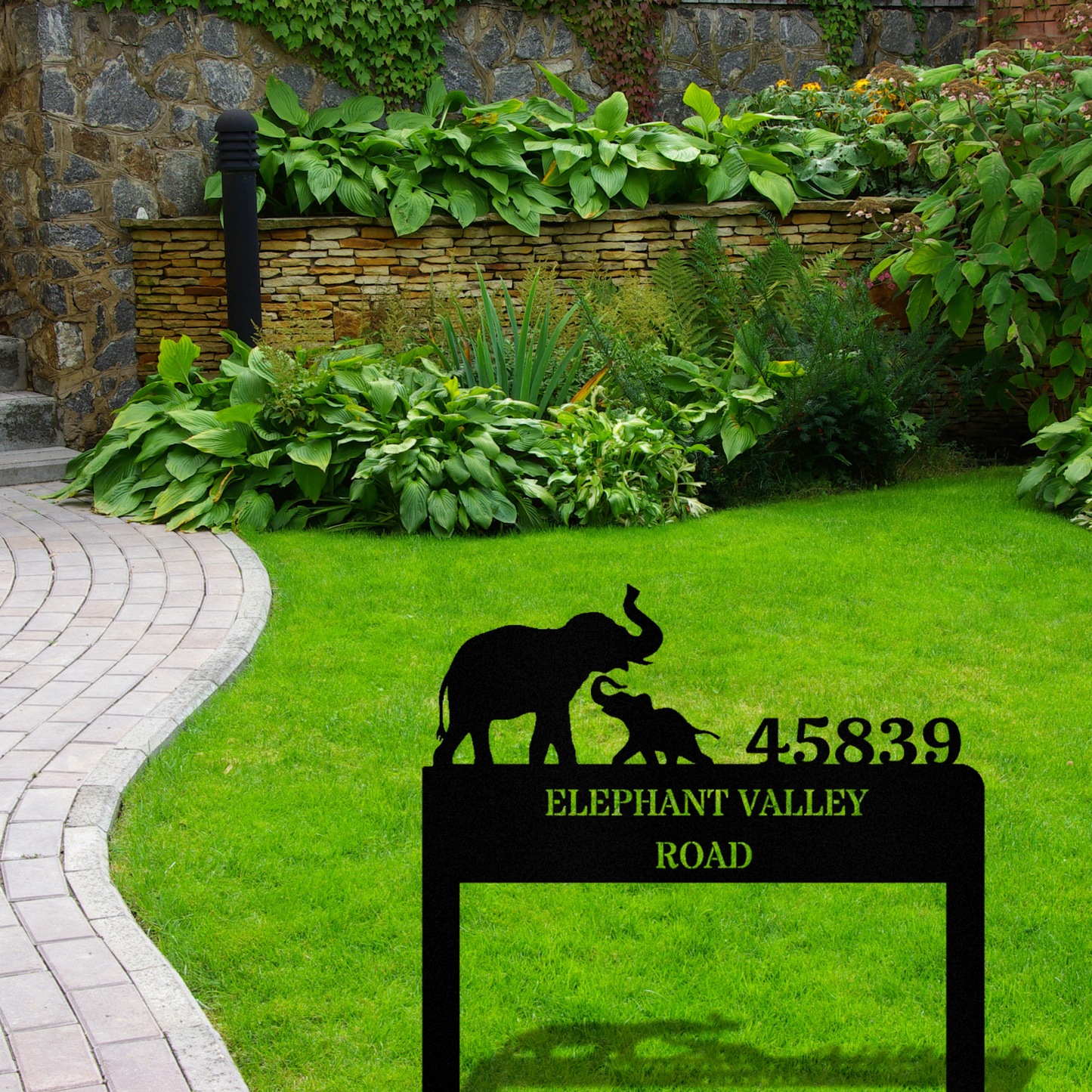 Customized Elephant Address Metal Stake, Elephant Metal Sign, Residence Address Sign, Housewarming Gift
