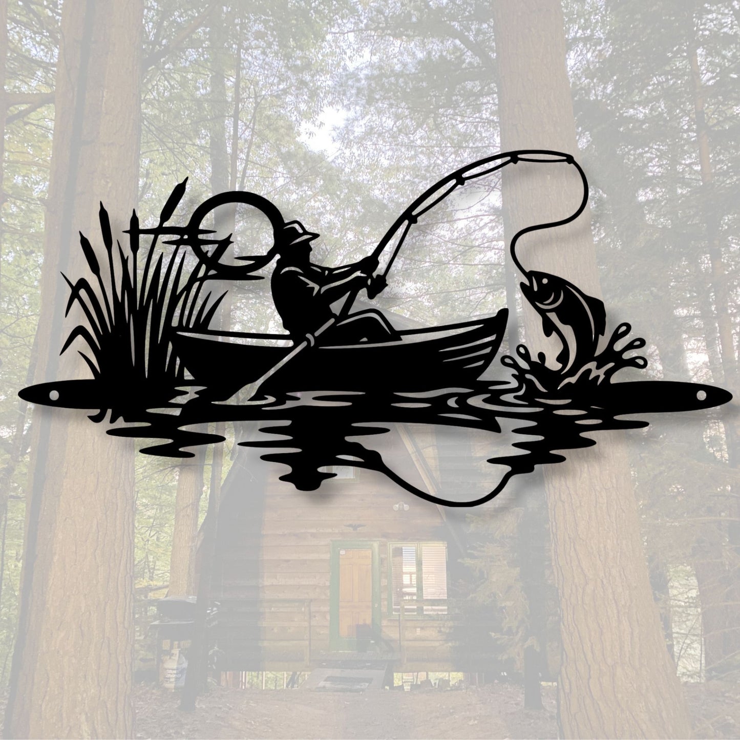Metal Fisherman Wall Decor, Fishing Wall Art, Fisherman Gift, Lake House Decor, Cabin Wall Art, Rustic Metal Decor, Fishing Gift for Him