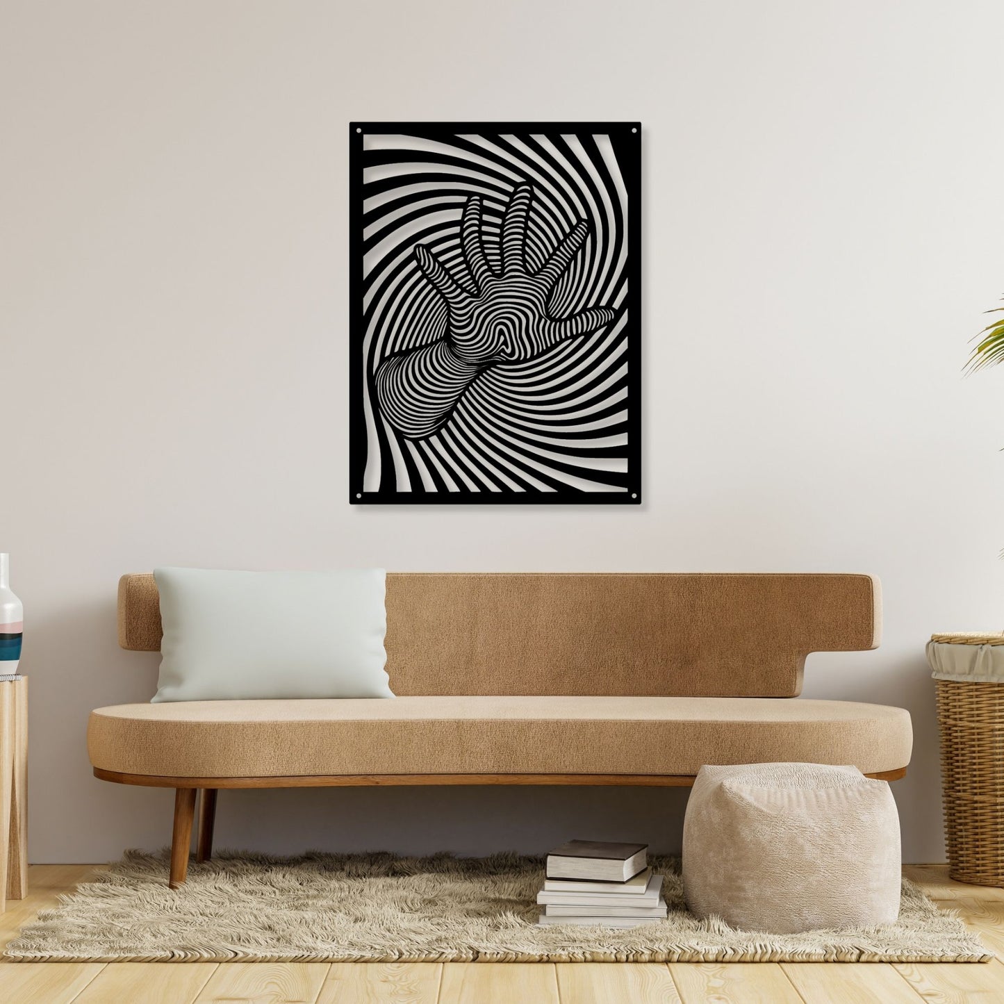 3D Hand Optical Illusion Metal Wall Art, Modern Wall Decor, Unique Metal Sculpture, Hand Wall Art, Home Decor Gift for Art Lovers