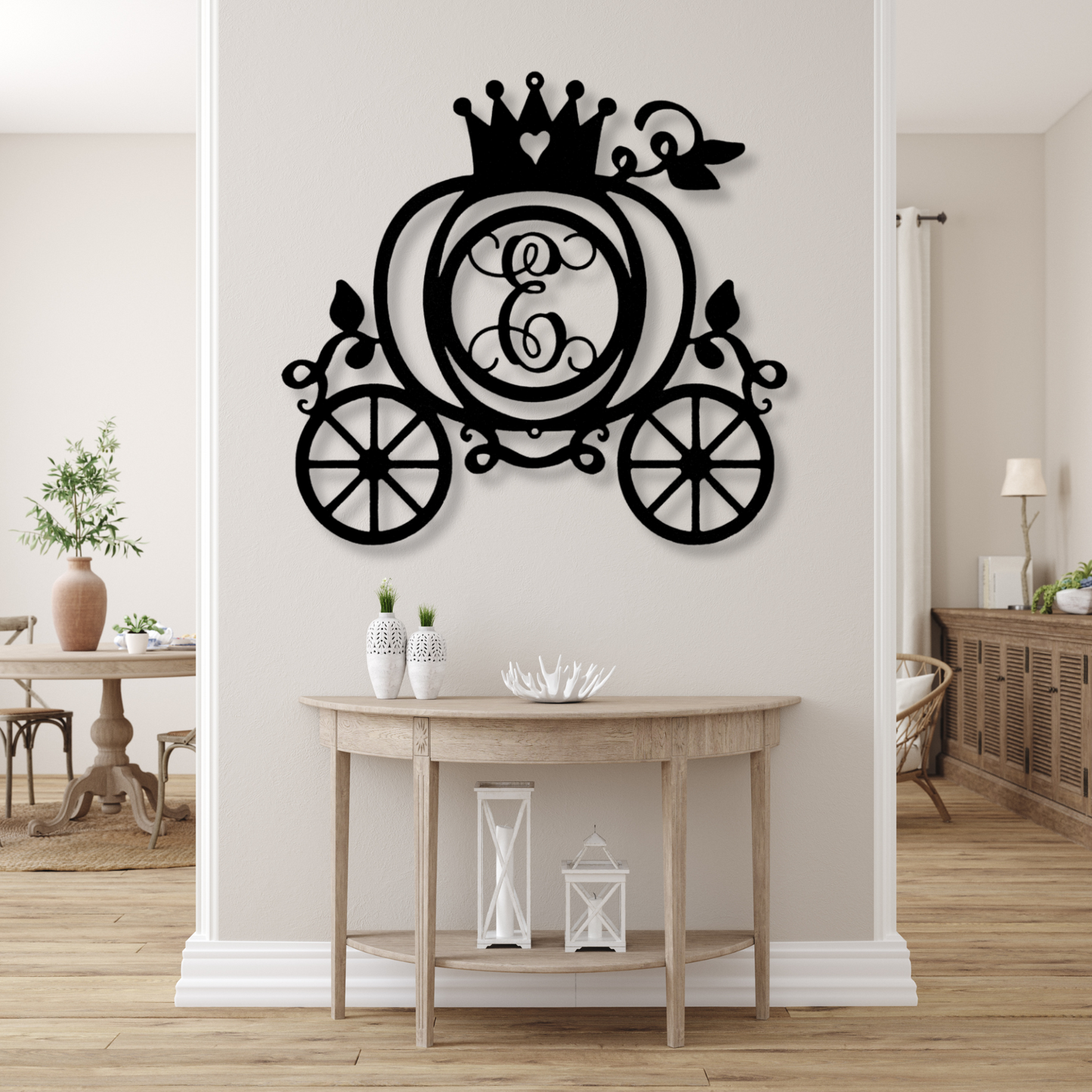 Carriage Initial Metal Sign, Nursery Decoration, Kids Door Sign, Name Initial Wall Art, Large Metal Wall Art, Unique Home Design,