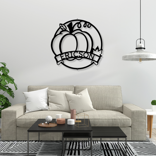 Fall Harvest Monogram,  Personalized Pumpkin Metal Sign., Last Name Metal Sign, Fall Decor, Indoor Outdoor Sign