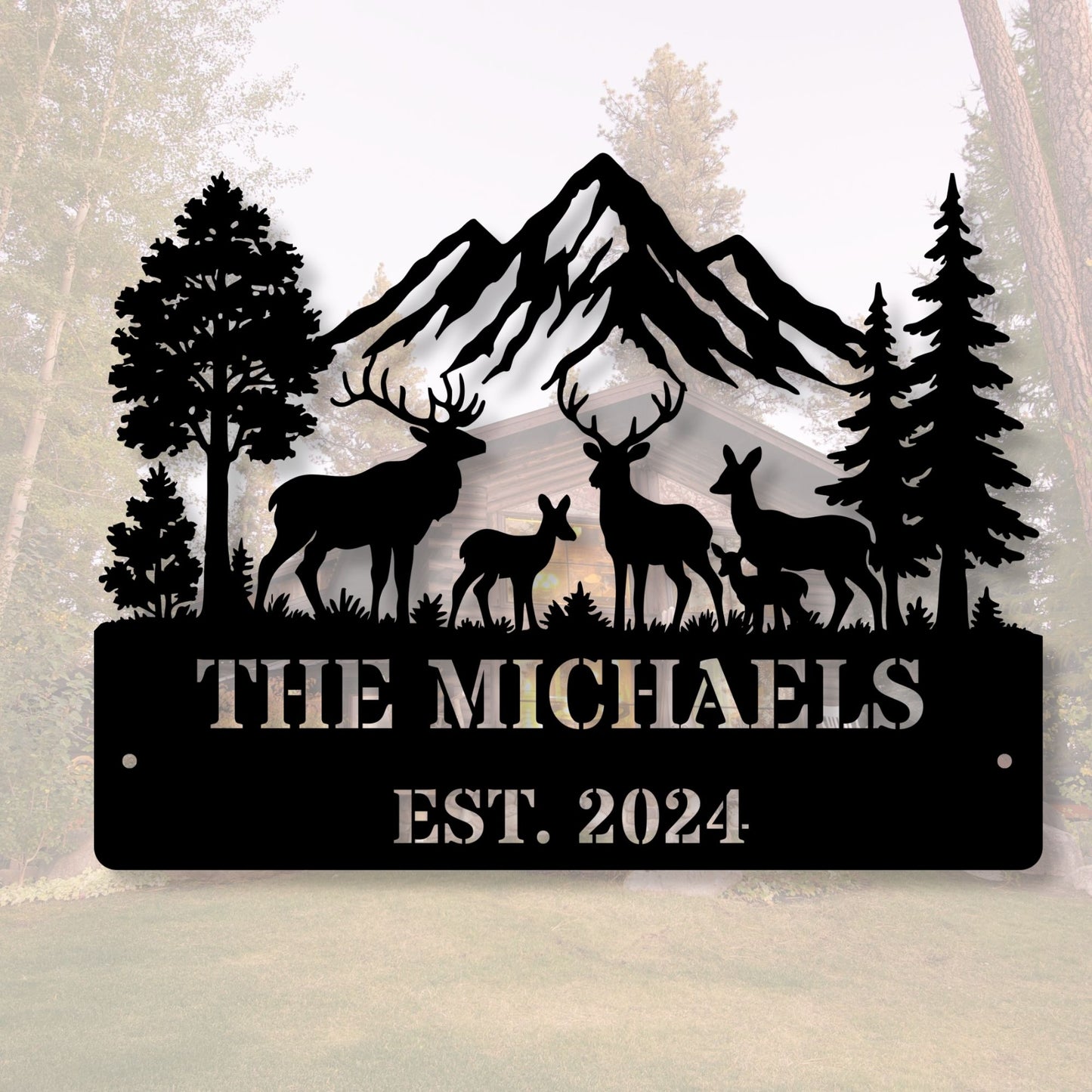 Personalized Deer Family Name Metal Sign, Custom Deer Decor, Rustic Wildlife Wall Art, Hunting Family Gift, Farmhouse Home Decor