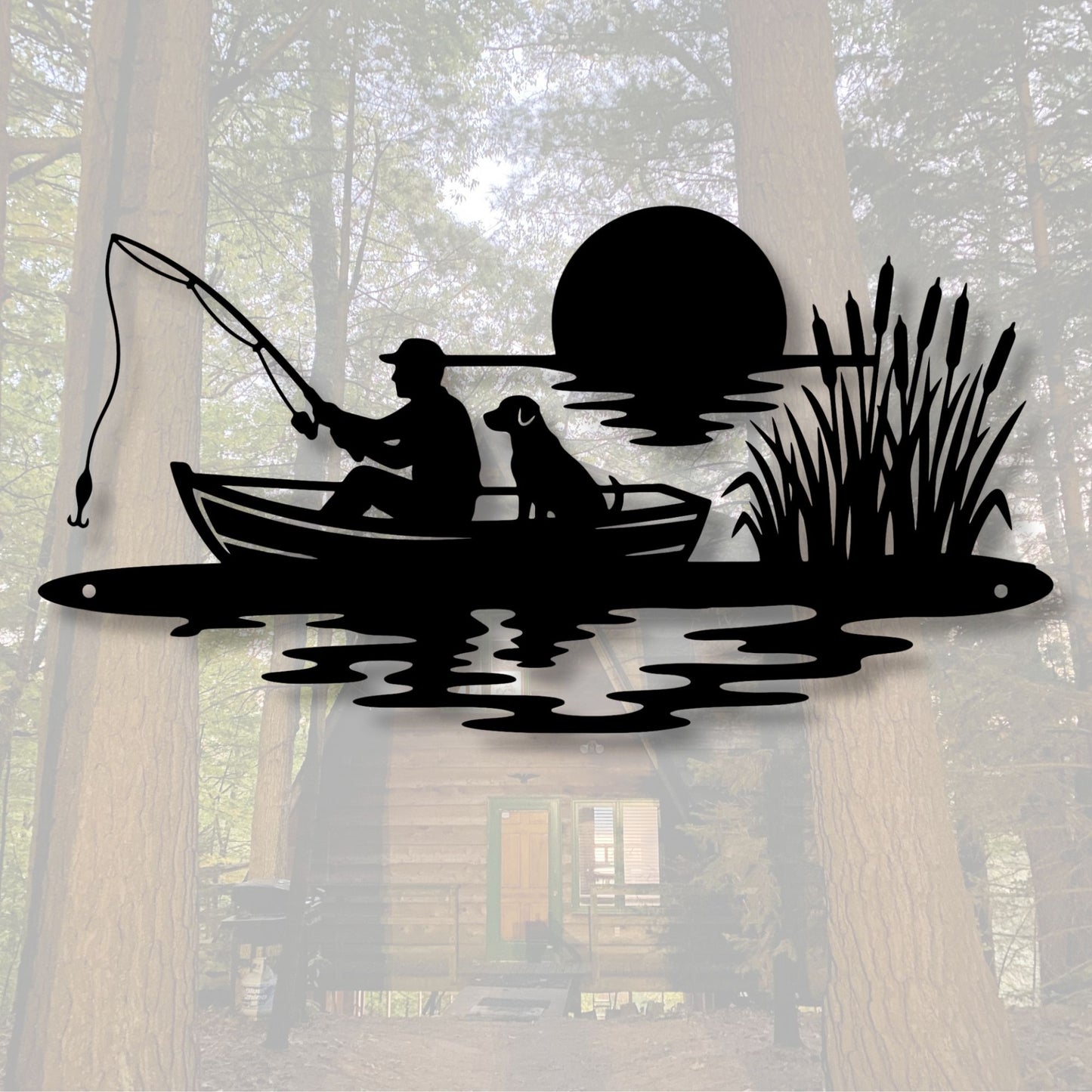 Metal Fisherman Wall Decor, Fishing Wall Art, Fisherman Gift, Lake House Decor, Cabin Wall Art, Rustic Metal Decor, Angler Gift for Him