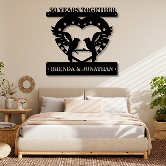 Personalized 50TH Anniversary Gift, Parents Wedding Anniversary Gift, Family Name Metal Sign, Grandparents Gift, Customized Anniversary Gift, Engagement Metal Sign