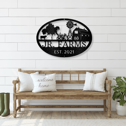 Personalized Farm Metal Sign, Farmhouse Wall Decor, Barn House Sign, Custom Family Name Sign, Personalized Farm Name Sign, Cattle Ranch Sign