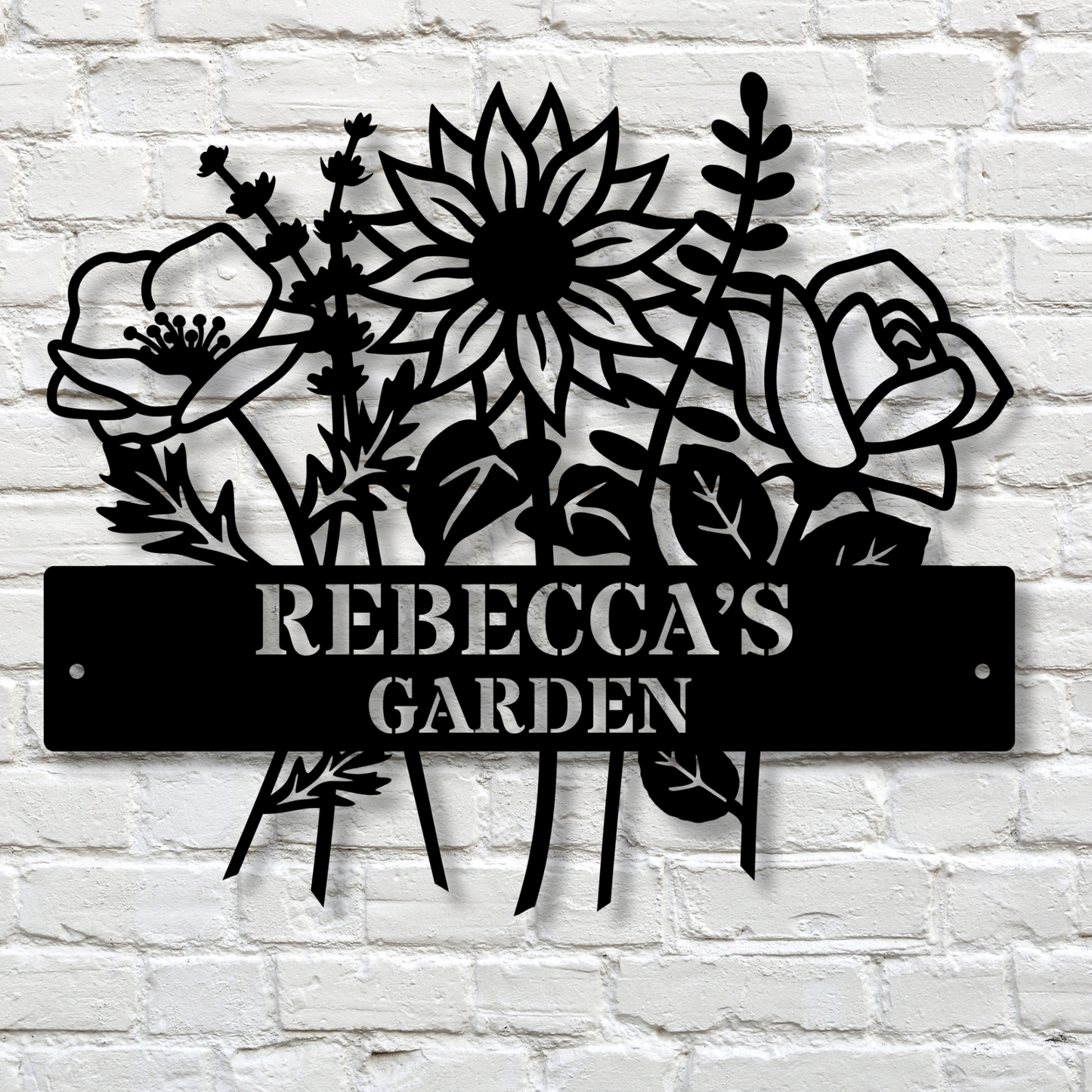 Custom Garden Metal Sign, Personalized Floral Metal Art, Outdoor Yard Decor, Customizable Wall Decoration, Rustic Garden Sign