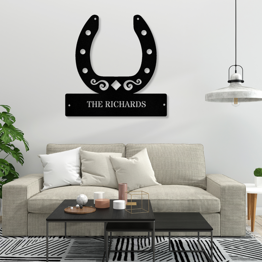 Personalized Horseshoe Name Metal Sign, Farmhouse Wall Decor, Horse Lover Gift