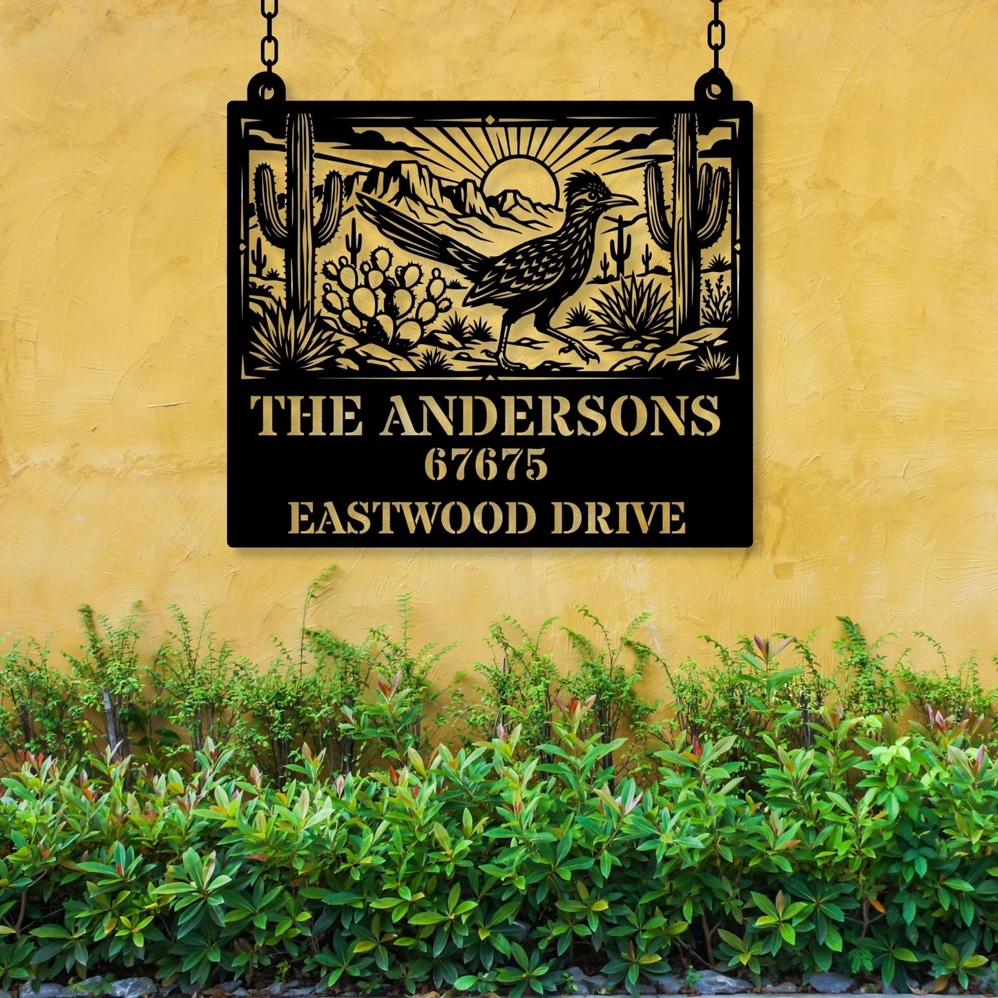 Custom Road Runner Address Sign, Metal House Numbers Plaque, Personalized Family Name Sign, New Home Gift, Outdoor Metal Wall Art, Decor