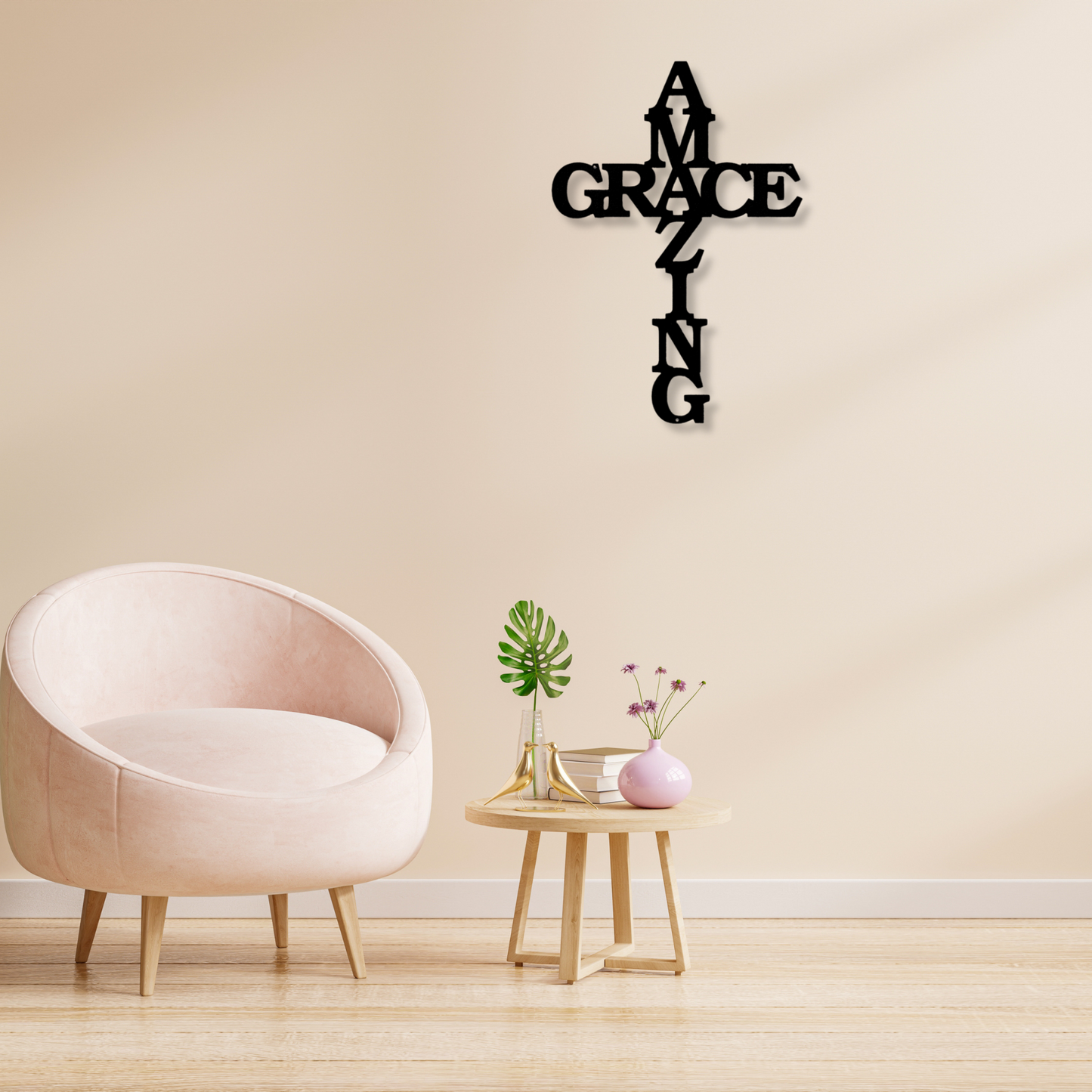 Amazing Grace Cross Metal Sign, Gift For Christians, Metal Wall Sign, Script Sign, Bible House Decor, Christian Home Decor, Religious Decor